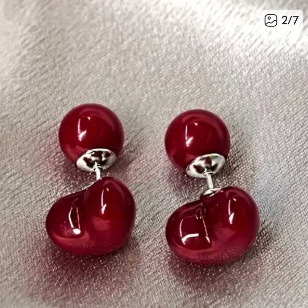 Exquisite Red Two-Wear Earrings with s925 Silver Posts - Chic Accents